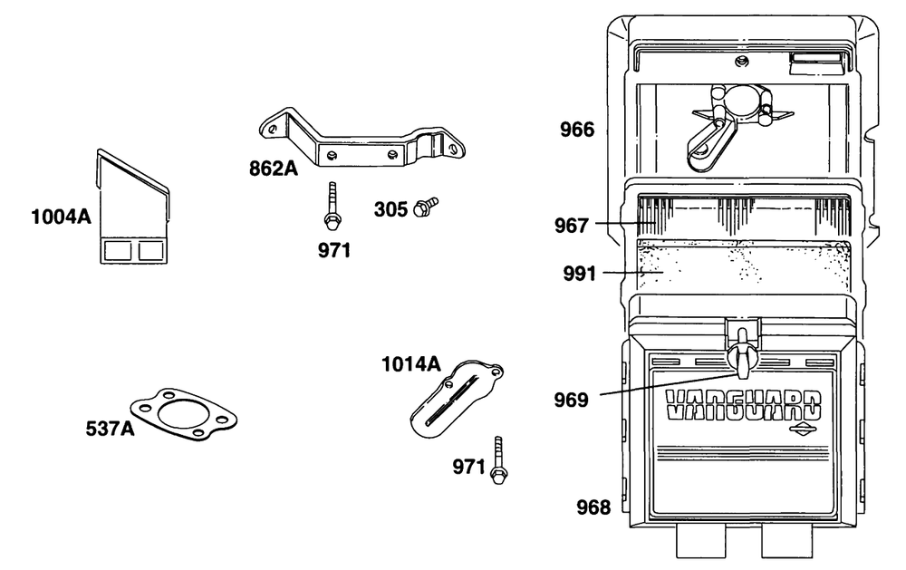 Air Cleaner Grp 2 Diagram and Parts List for 290777-0033-XX  Briggs and Stratton Engine